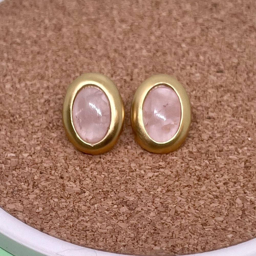 Stephanie Kantis signed 14k Gold and Rose Quarts Earrings Originally $$285